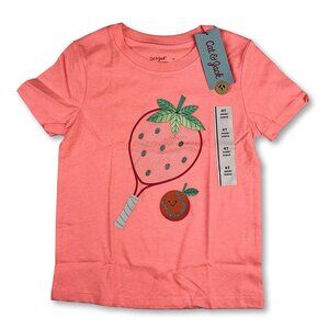Toddler Girls' Neon Coral Tennis Graphic T-Shirt - Cat & Jack™ Coral Pink 3T